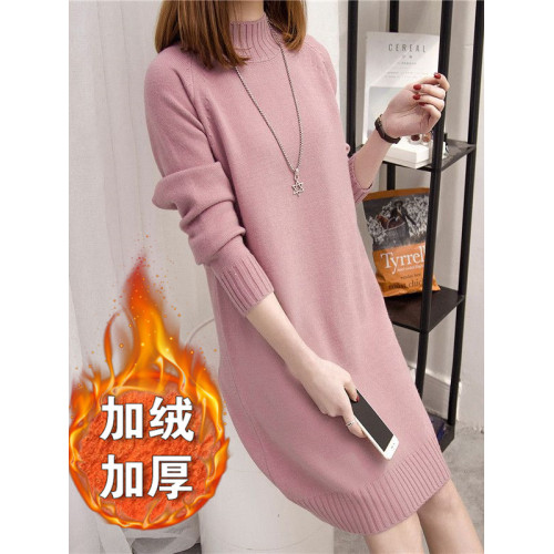 毛衣女套頭中長款半高領2025秋冬加絨加厚寬松百搭女士針織打底衫 毛衣女套頭中長款半高領2025秋冬加絨加厚寬松百搭女士針織打底衫
