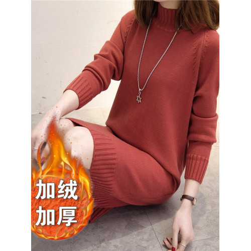 毛衣女套頭中長款半高領2025秋冬加絨加厚寬松百搭女士針織打底衫 毛衣女套頭中長款半高領2025秋冬加絨加厚寬松百搭女士針織打底衫