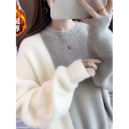 仿水貂絨2025新款秋冬毛衣女寬松學生韓版圓領百搭外穿加厚打底衫 仿水貂絨2025新款秋冬毛衣女寬松學生韓版圓領百搭外穿加厚打底衫