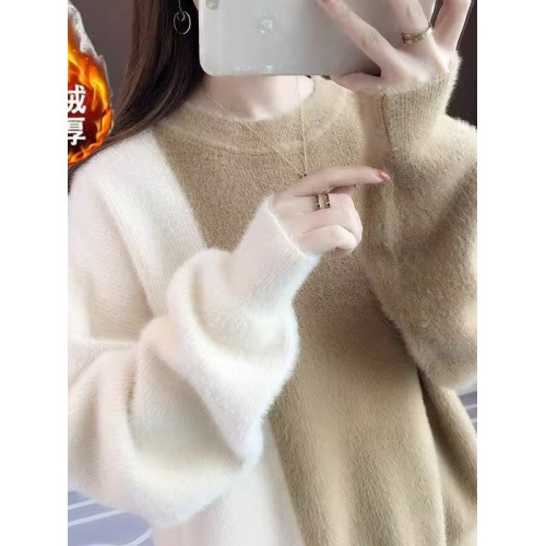 仿水貂絨2025新款秋冬毛衣女寬松學生韓版圓領百搭外穿加厚打底衫 仿水貂絨2025新款秋冬毛衣女寬松學生韓版圓領百搭外穿加厚打底衫