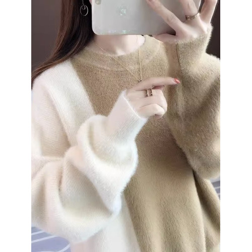 仿水貂絨2025新款秋冬毛衣女寬松學生韓版圓領百搭外穿加厚打底衫 仿水貂絨2025新款秋冬毛衣女寬松學生韓版圓領百搭外穿加厚打底衫