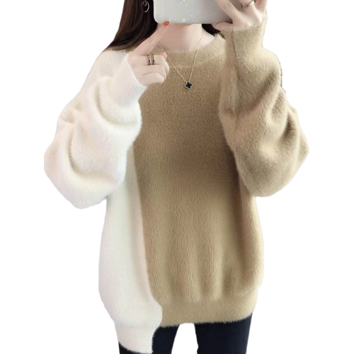 仿水貂絨2025新款秋冬毛衣女寬松學生韓版圓領百搭外穿加厚打底衫 仿水貂絨2025新款秋冬毛衣女寬松學生韓版圓領百搭外穿加厚打底衫