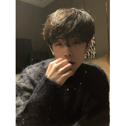 黑色水貂毛釘珠毛衣男春季美式潮牌馬海毛針織衫cleanfit慵懶外套