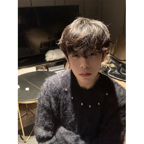 黑色水貂毛釘珠毛衣男春季美式潮牌馬海毛針織衫cleanfit慵懶外套 黑色水貂毛釘珠毛衣男春季美式潮牌馬海毛針織衫cleanfit慵懶外套