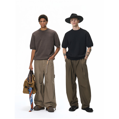 美式復古老錢毛織短袖T恤男2025秋季潮牌寬松保暖針織衫圓領毛衣 美式復古老錢毛織短袖T恤男2025秋季潮牌寬松保暖針織衫圓領毛衣