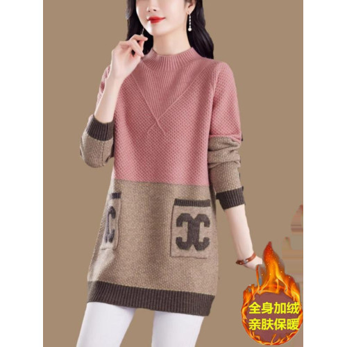 中長款毛衣女士寬松內搭羊毛衫秋冬新款口袋加厚半高領針織打底衫 中長款毛衣女士寬松內搭羊毛衫秋冬新款口袋加厚半高領針織打底衫