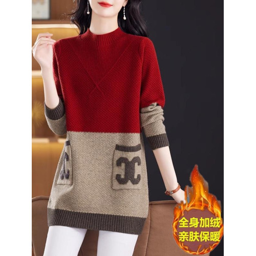 中長款毛衣女士寬松內搭羊毛衫秋冬新款口袋加厚半高領針織打底衫 中長款毛衣女士寬松內搭羊毛衫秋冬新款口袋加厚半高領針織打底衫