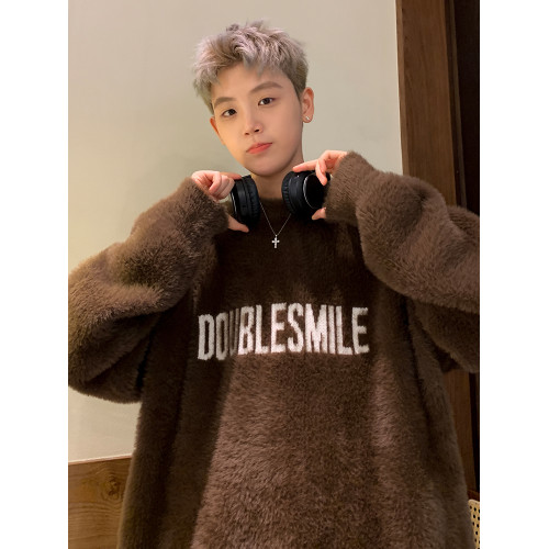 重磅馬海毛針織衫男冬季港風高街潮牌百搭情侶毛衣寬松慵懶風線衣 重磅馬海毛針織衫男冬季港風高街潮牌百搭情侶毛衣寬松慵懶風線衣