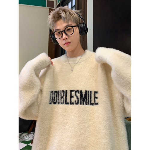 重磅馬海毛針織衫男冬季港風高街潮牌百搭情侶毛衣寬松慵懶風線衣 重磅馬海毛針織衫男冬季港風高街潮牌百搭情侶毛衣寬松慵懶風線衣