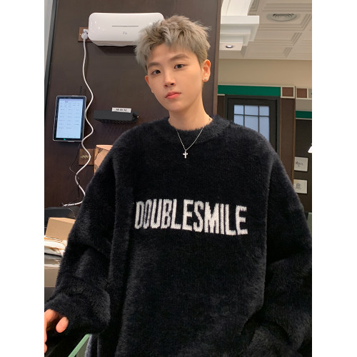 重磅馬海毛針織衫男冬季港風高街潮牌百搭情侶毛衣寬松慵懶風線衣 重磅馬海毛針織衫男冬季港風高街潮牌百搭情侶毛衣寬松慵懶風線衣