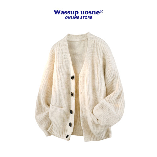 WASSUP 毛衣男2025新款春秋季美式復古慵懶風寬松V領針織開衫外套 WASSUP 毛衣男2025新款春秋季美式復古慵懶風寬松V領針織開衫外套