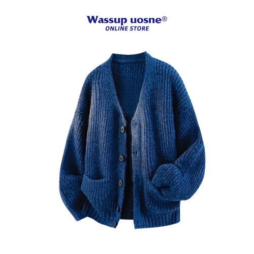 WASSUP 毛衣男2025新款春秋季美式復古慵懶風寬松V領針織開衫外套 WASSUP 毛衣男2025新款春秋季美式復古慵懶風寬松V領針織開衫外套