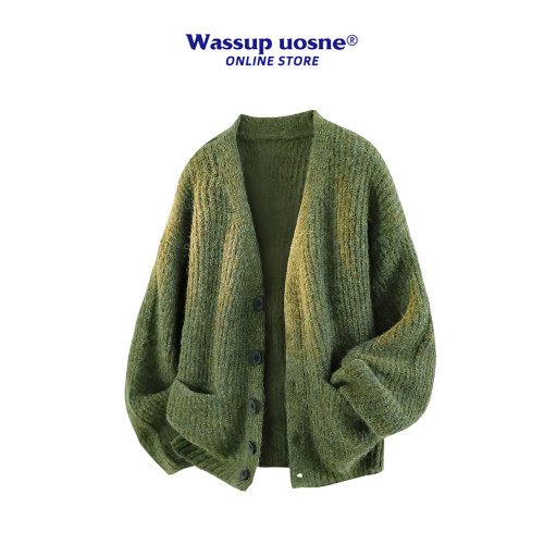 WASSUP 毛衣男2025新款春秋季美式復古慵懶風寬松V領針織開衫外套 WASSUP 毛衣男2025新款春秋季美式復古慵懶風寬松V領針織開衫外套