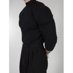 港味復古chic半高領針織衫男2025秋冬韓版潮流百搭修身毛衣打底衫