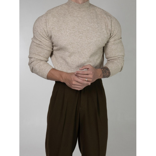 港味復古chic半高領針織衫男2025秋冬韓版潮流百搭修身毛衣打底衫