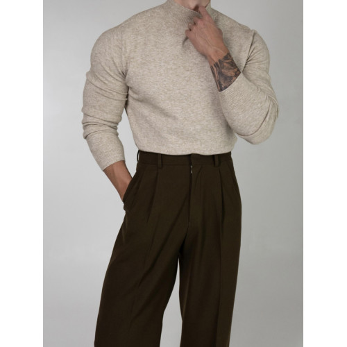 港味復古chic半高領針織衫男2025秋冬韓版潮流百搭修身毛衣打底衫