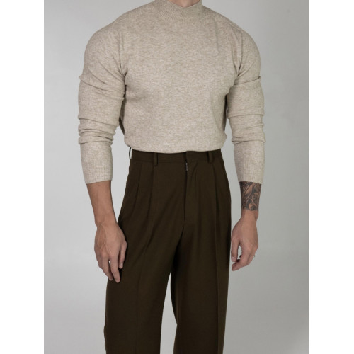 港味復古chic半高領針織衫男2025秋冬韓版潮流百搭修身毛衣打底衫