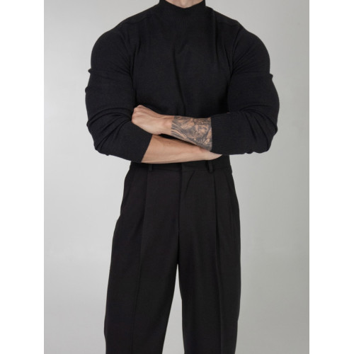 港味復古chic半高領針織衫男2025秋冬韓版潮流百搭修身毛衣打底衫