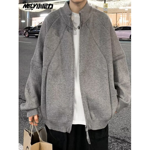 NELY小尼力秋冬慵懶風簡約百搭拉鍊立領毛衣男女休閒情侶針織開衫 NELY小尼力秋冬慵懶風簡約百搭拉鍊立領毛衣男女休閒情侶針織開衫