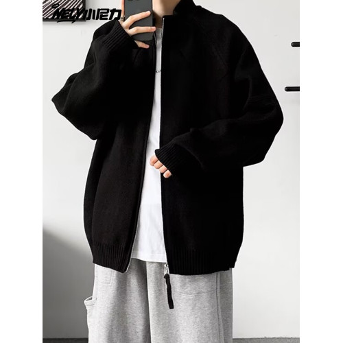 NELY小尼力秋冬慵懶風簡約百搭拉鍊立領毛衣男女休閒情侶針織開衫 NELY小尼力秋冬慵懶風簡約百搭拉鍊立領毛衣男女休閒情侶針織開衫