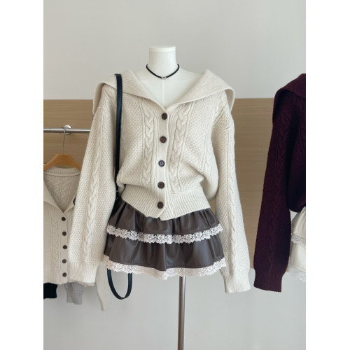 LINAN自製 秋冬新款超洋氣海軍領俏皮減齡開衫保暖毛衣 LINAN自製 秋冬新款超洋氣海軍領俏皮減齡開衫保暖毛衣