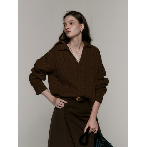 法式大v領麻花套頭毛衣女春秋曡穿針織衫慵懶高級感寬松內搭上衣 法式大v領麻花套頭毛衣女春秋曡穿針織衫慵懶高級感寬松內搭上衣