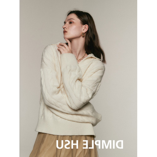 法式大v領麻花套頭毛衣女春秋曡穿針織衫慵懶高級感寬松內搭上衣 法式大v領麻花套頭毛衣女春秋曡穿針織衫慵懶高級感寬松內搭上衣