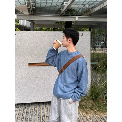 純色圓領毛衣男秋冬季2025新款休閒針織打底衫寬松慵懶風套頭內搭 純色圓領毛衣男秋冬季2025新款休閒針織打底衫寬松慵懶風套頭內搭