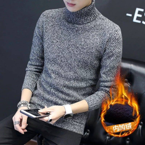 高領毛衣男加絨加厚新款冬季男士秋裝上衣修身翻領休閒打底針織衫 高領毛衣男加絨加厚新款冬季男士秋裝上衣修身翻領休閒打底針織衫