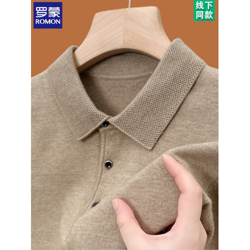 羅矇純色polo針織衫男士秋冬季商務休閒翻領套頭上衣毛衣打底衫男 羅矇純色polo針織衫男士秋冬季商務休閒翻領套頭上衣毛衣打底衫男