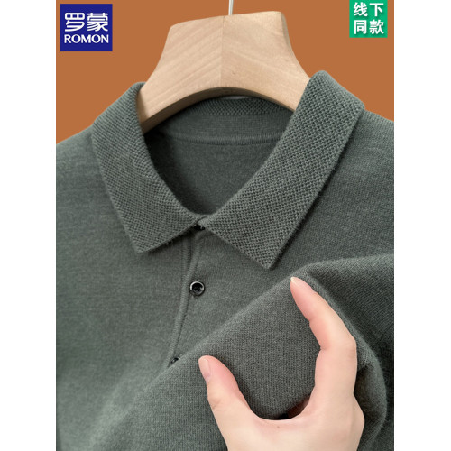 羅矇純色polo針織衫男士秋冬季商務休閒翻領套頭上衣毛衣打底衫男 羅矇純色polo針織衫男士秋冬季商務休閒翻領套頭上衣毛衣打底衫男
