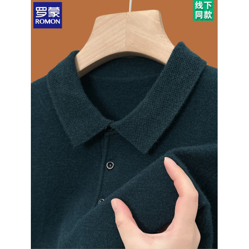 羅矇純色polo針織衫男士秋冬季商務休閒翻領套頭上衣毛衣打底衫男 羅矇純色polo針織衫男士秋冬季商務休閒翻領套頭上衣毛衣打底衫男