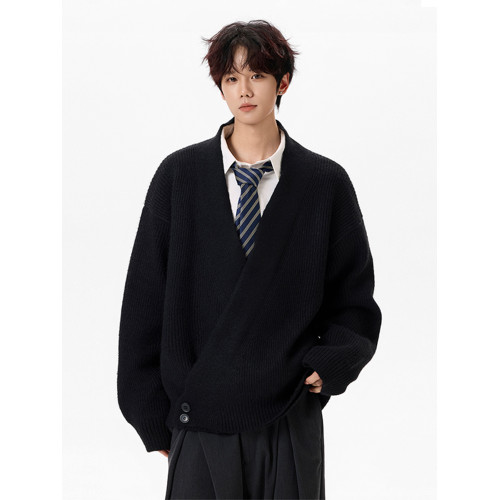 灰色不規則開衫毛衣外套男潮牌秋冬季寬松設計感慵懶風針織衫上衣 灰色不規則開衫毛衣外套男潮牌秋冬季寬松設計感慵懶風針織衫上衣