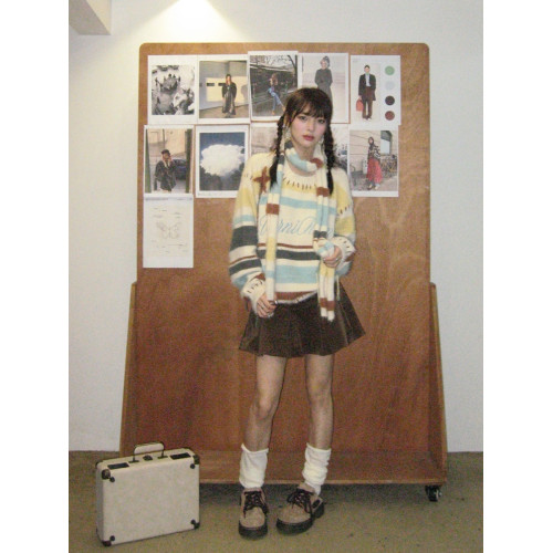 彩虹撞色甜美可愛馬海毛毛衣女秋冬奶fufu小個子軟糯針織衫上衣潮 彩虹撞色甜美可愛馬海毛毛衣女秋冬奶fufu小個子軟糯針織衫上衣潮