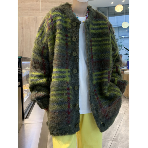 美式復古彩色編織馬海毛開衫毛衣男女潮牌情侶外套撞色拼接針織衫 美式復古彩色編織馬海毛開衫毛衣男女潮牌情侶外套撞色拼接針織衫