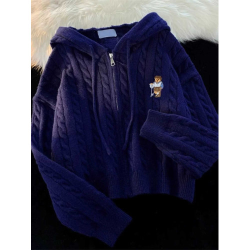 短款連帽針織開衫女秋冬2024新款小個子溫柔慵懶風外穿毛衣外套 短款連帽針織開衫女秋冬2024新款小個子溫柔慵懶風外穿毛衣外套