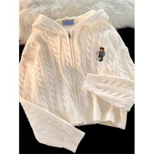 短款連帽針織開衫女秋冬2024新款小個子溫柔慵懶風外穿毛衣外套 短款連帽針織開衫女秋冬2024新款小個子溫柔慵懶風外穿毛衣外套