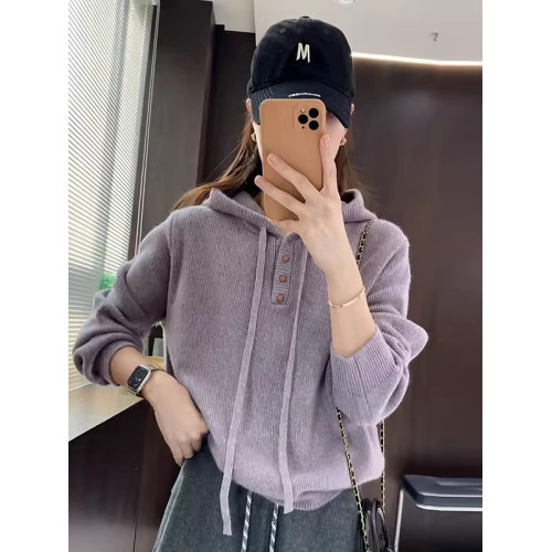 大碼女裝連帽套頭毛衣針織衫長袖秋季新款胖mm寬松顯瘦內搭小上衣 大碼女裝連帽套頭毛衣針織衫長袖秋季新款胖mm寬松顯瘦內搭小上衣