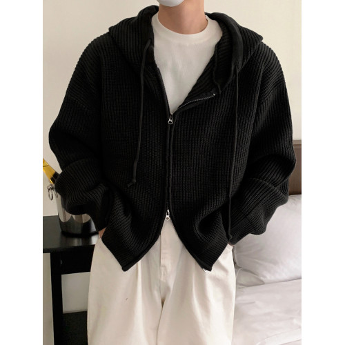 MRCYC慵懶風連帽針織衫外套男秋冬季通勤穿搭韓系寬松高級感毛衣