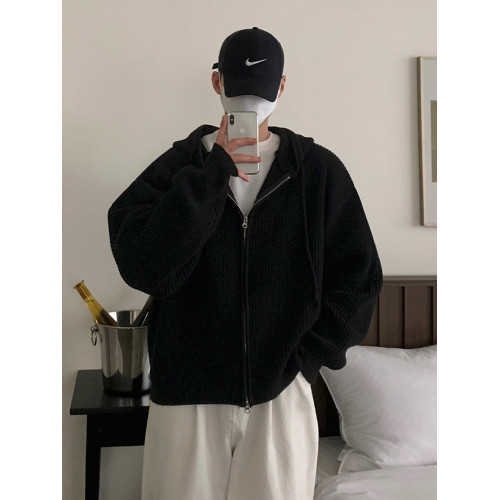 MRCYC慵懶風連帽針織衫外套男秋冬季通勤穿搭韓系寬松高級感毛衣