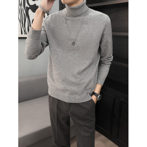 秋冬黑色高領毛衣男慵懶風內搭男士加厚毛線冬季翻領打底針織衫男