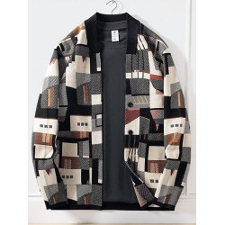 小衆設計高級感毛衣外套男不規則個性拼色迷彩秋季外穿開衫針織衫