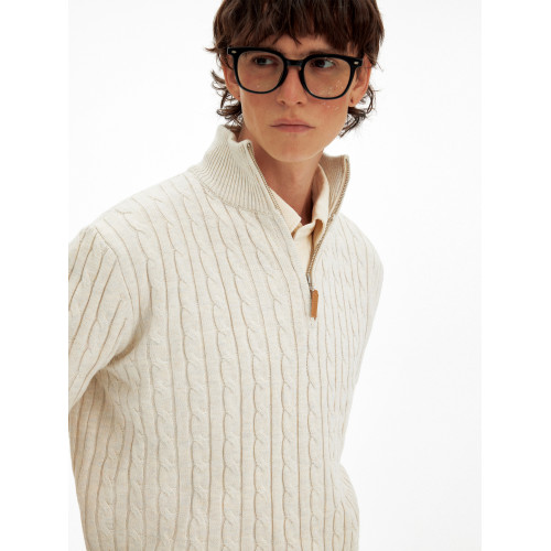 MADWITCH美式復古絞花半拉鍊毛衣男女秋冬休閒慵懶風軟糯針織衫潮