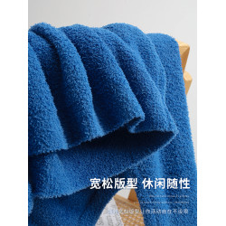 搭念重磅克萊因藍純色絨感套頭毛衣女寬松保暖打底針織衫男秋冬