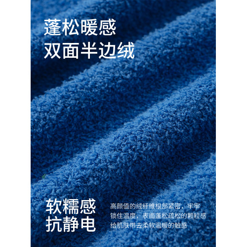 搭念重磅克萊因藍純色絨感套頭毛衣女寬松保暖打底針織衫男秋冬