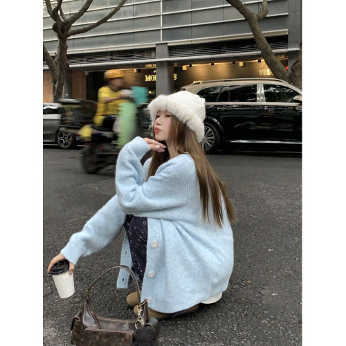 大碼微胖溫柔風純色毛衣外套女秋季2025新款胖MM寬松顯瘦開衫上衣 大碼微胖溫柔風純色毛衣外套女秋季2025新款胖MM寬松顯瘦開衫上衣