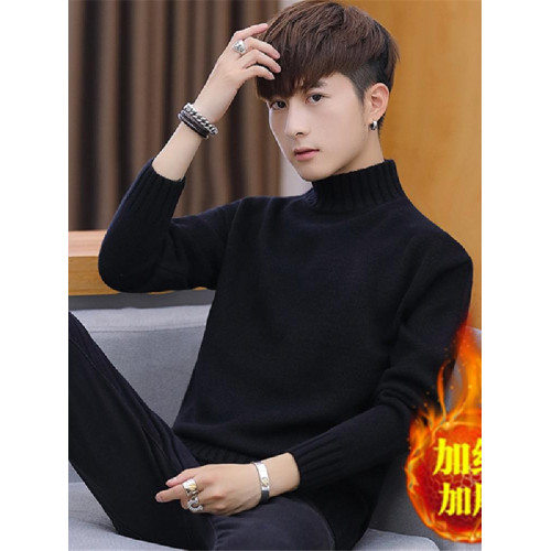 毛衣男士冬季2025新款韓版潮流加絨加厚半高領秋冬裝打底針織衫線