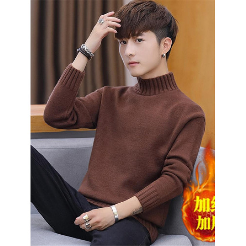 毛衣男士冬季2025新款韓版潮流加絨加厚半高領秋冬裝打底針織衫線