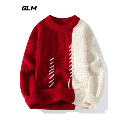 GLM秋冬新款圓領新年紅氛圍感安哥拉紅色本命馬年春節毛衣 男女