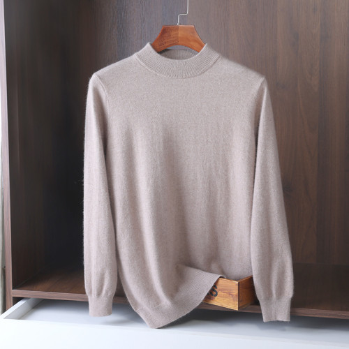 秋冬新款男士圓領羊絨衫寬松薄款純色羊毛針織套頭衫商務休閒毛衣